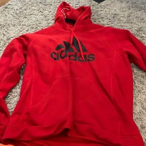 Red and black adidas hood mens